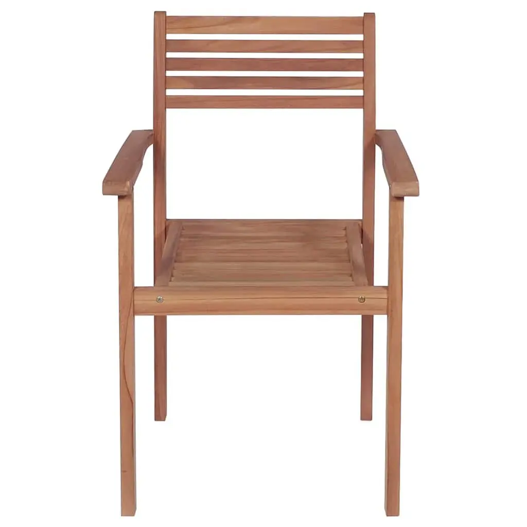 Stackable Outdoor Dining Chairs 8 Piece Set Teak Wood with Cushions Anthracite