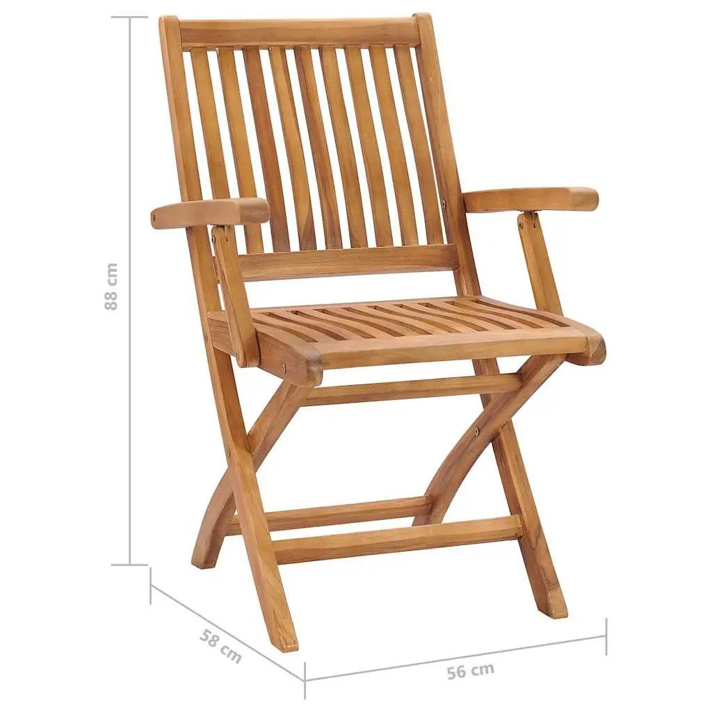 Folding Garden Chairs Set 4 Piece Teak Wood Brown Outdoor Seating