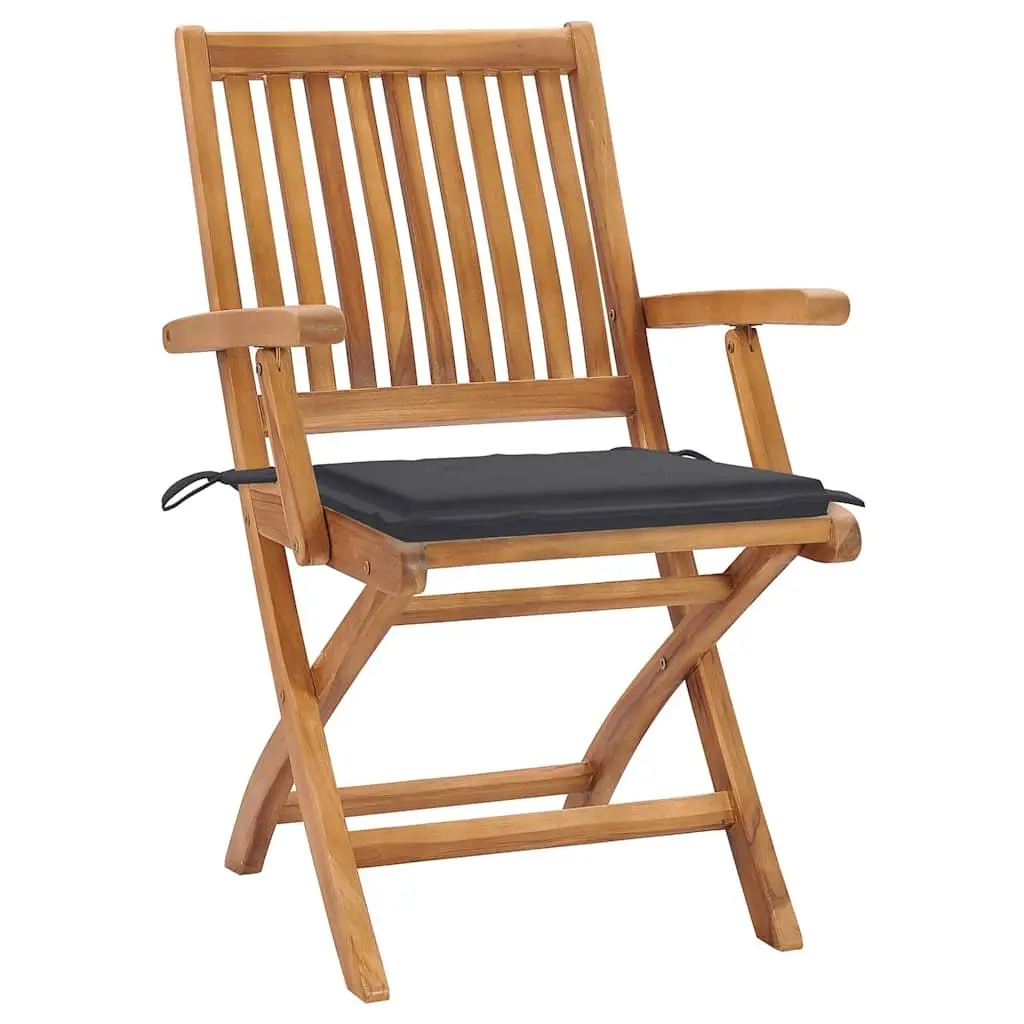 Folding Garden Chairs Outdoor Seating 4 Piece Teak Wood Anthracite