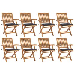 Reliable 8-Piece Teak Wood Folding Chairs with Cushions