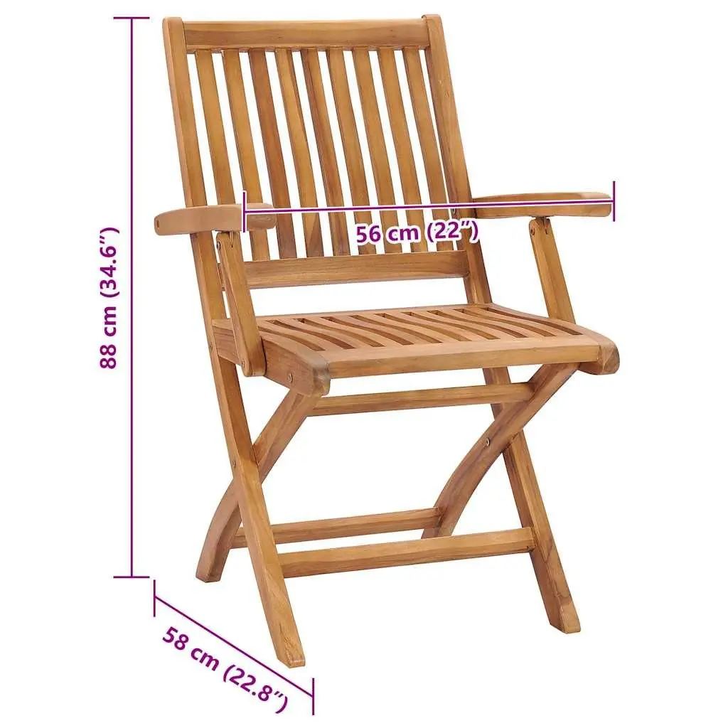 Folding Garden Chairs Set 8 Piece Teak Wood Outdoor Seating Anthracite Colour