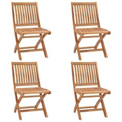 4-Piece Teak Folding Garden Chairs Set for Outdoor Use