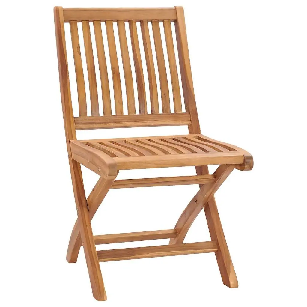 Folding Garden Chairs Set of 8 Teak Wood Outdoor Dining Seating Brown