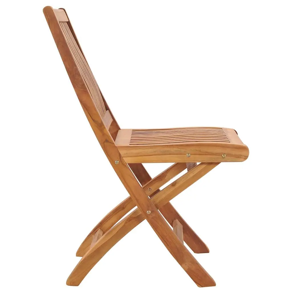 Folding Garden Chairs Set of 8 Teak Wood Outdoor Dining Seating Brown