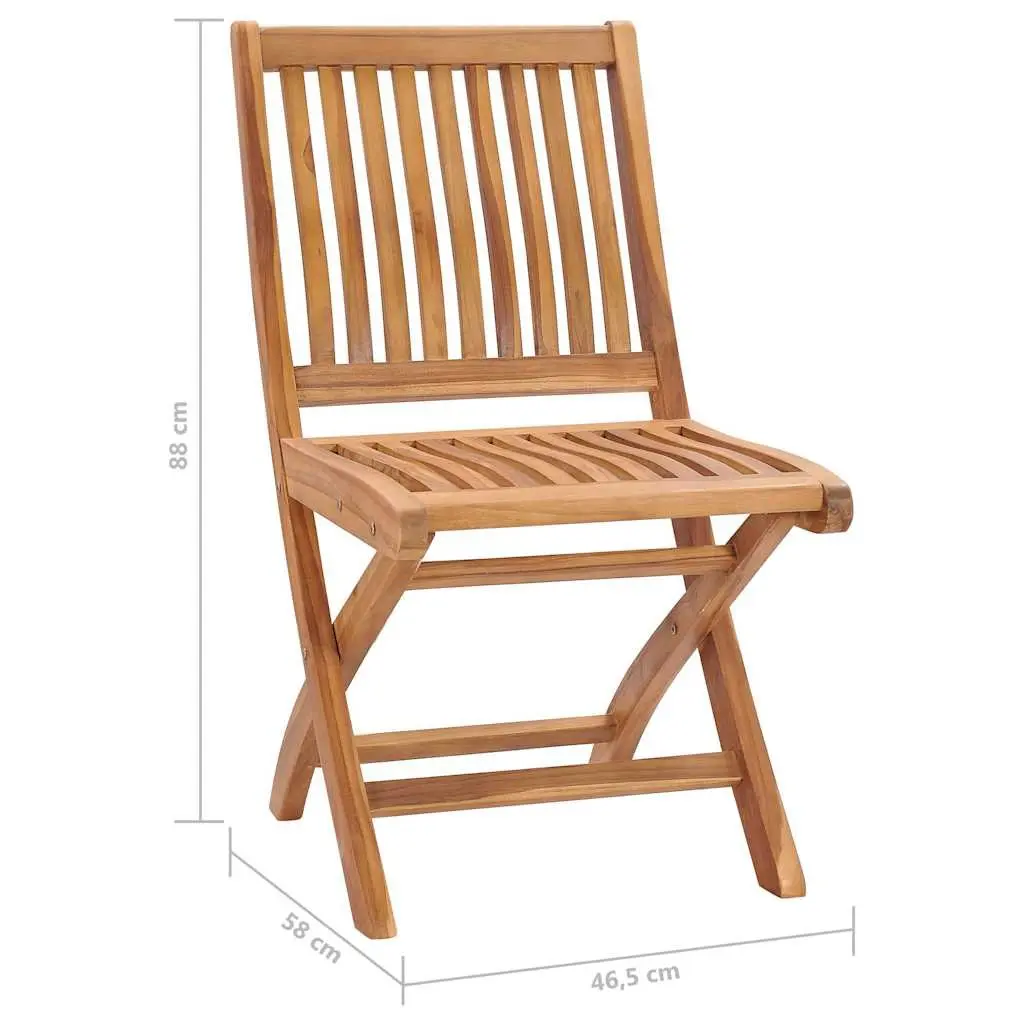 Folding Garden Chairs Set of 8 Teak Wood Outdoor Dining Seating Brown