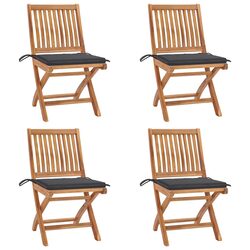 Comfortable Teak Folding Garden Chairs Set with Cushions