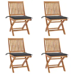 Comfortable Teak Folding Garden Chairs Set with Cushions