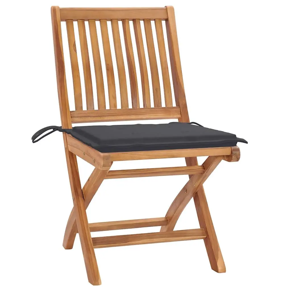 Folding Garden Chairs Set 6 pcs Outdoor Use Teak Wood Anthracite