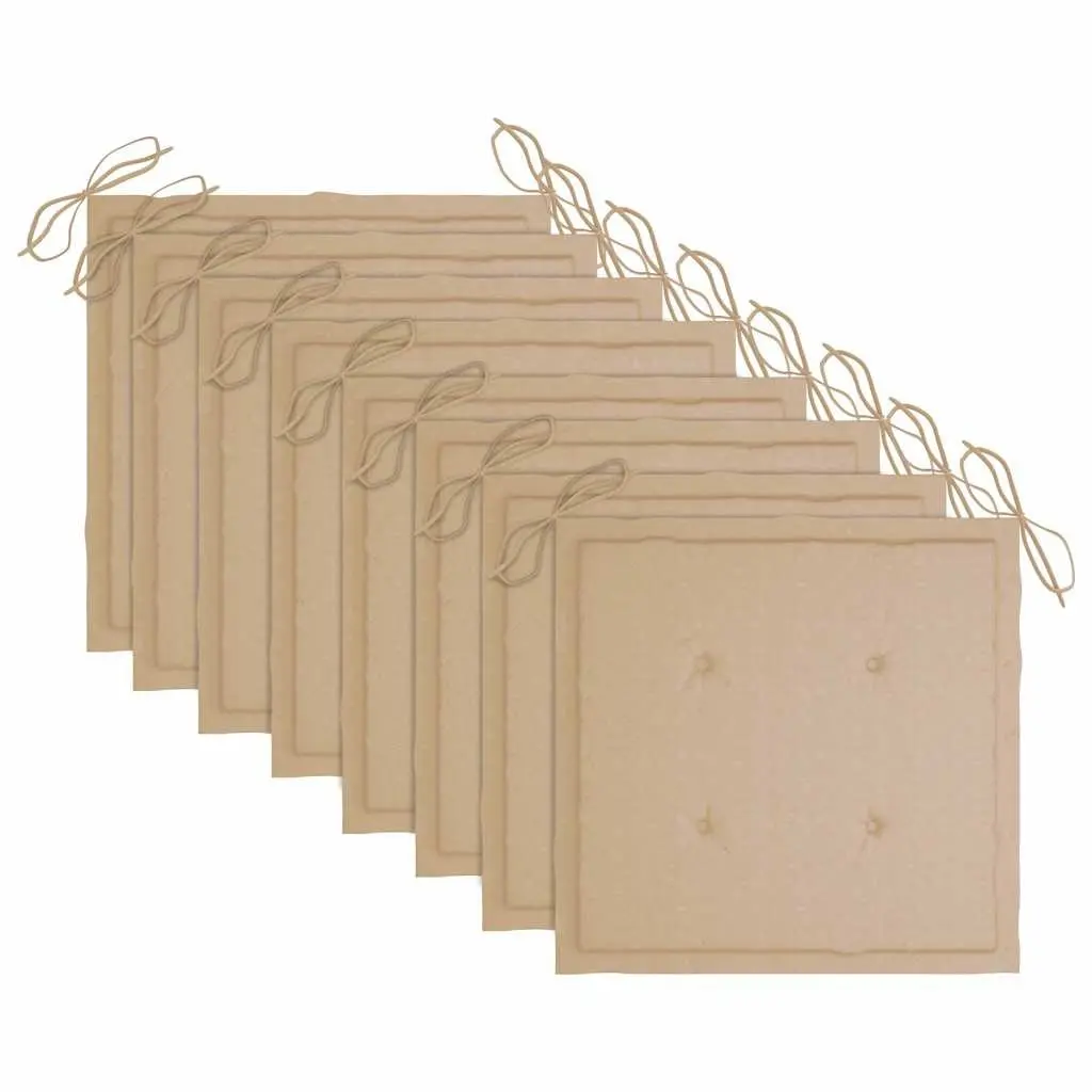 Folding Garden Chairs Set 8 Pieces Outdoor Seating Teak Wood Beige