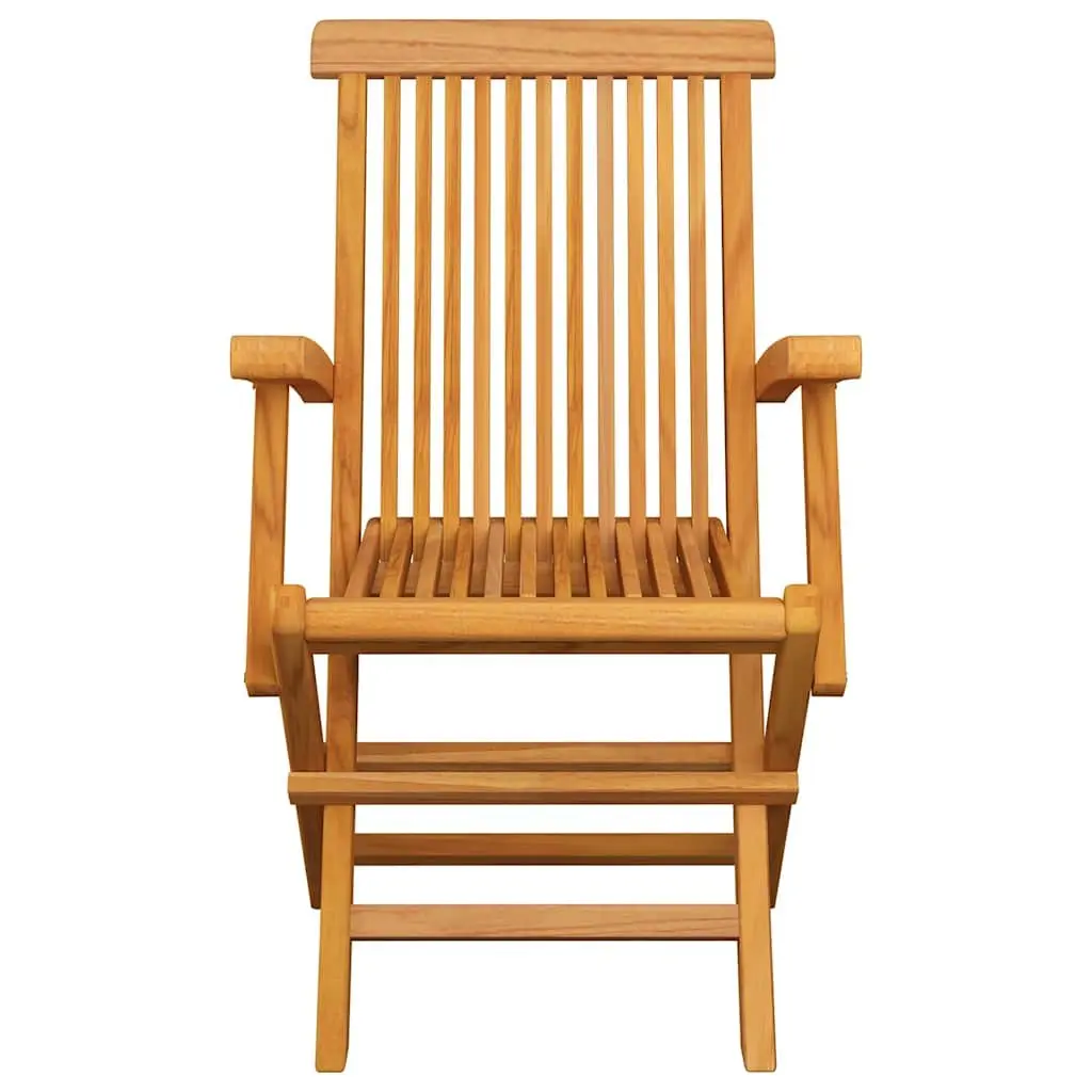 Outdoor Garden Chairs Set 8 Pieces Folding Teak Wood Patio Seating with Beige Cushions