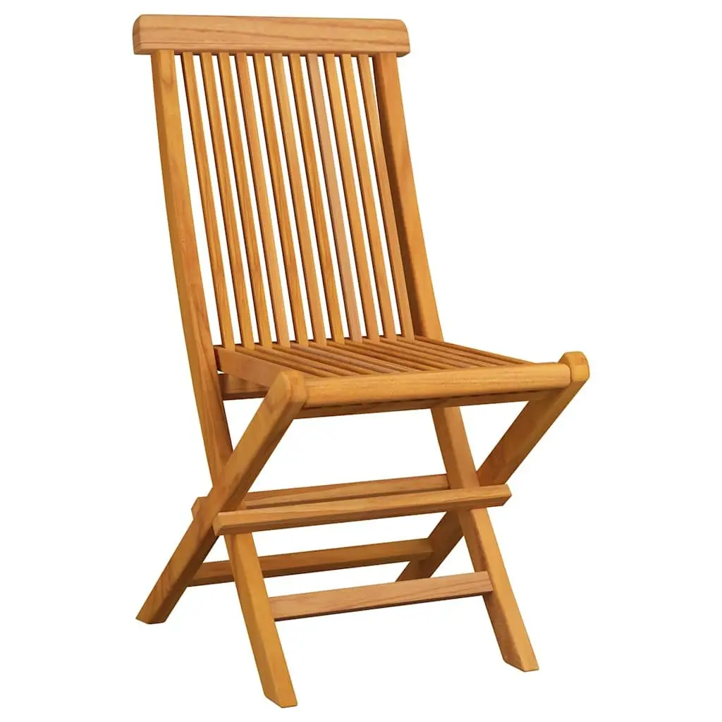 Folding Garden Chairs Set of 8 Outdoor Seating Teak Wood Beige Cushions