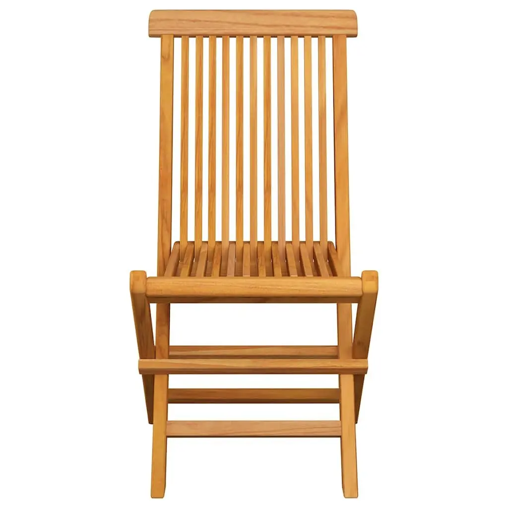 Folding Garden Chairs Set of 8 Outdoor Seating Teak Wood Beige Cushions