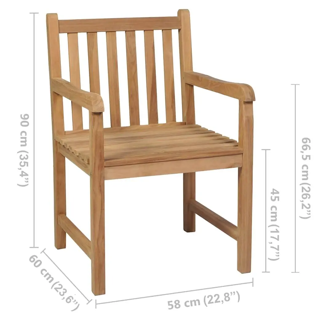 Outdoor Chairs Garden Patio Seating Set 6 Piece Solid Teak Wood Brown