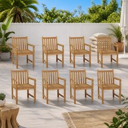 Outdoor Chairs 8 pcs Solid Teak Wood Garden Patio Seating Set Brown