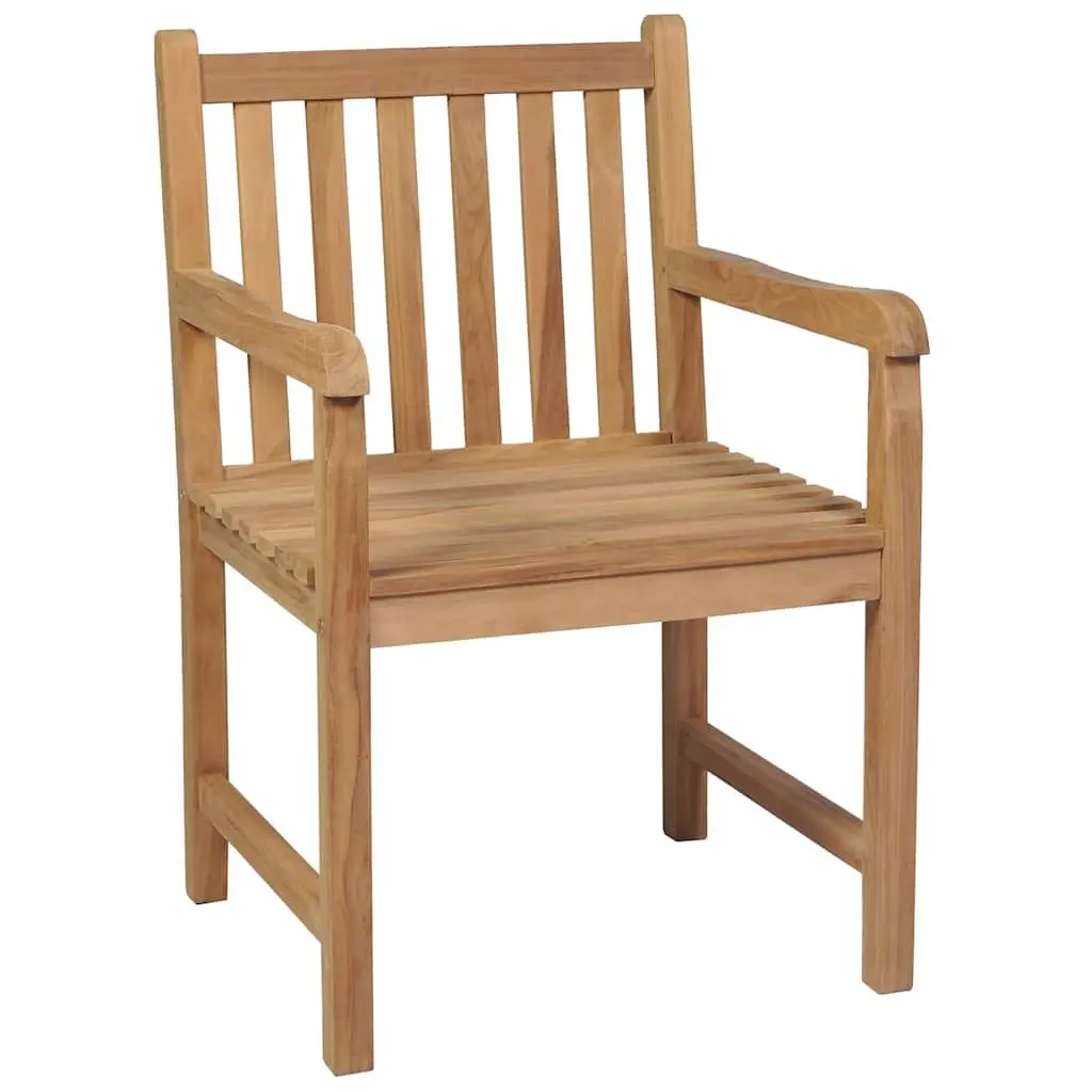 Outdoor Garden Chairs Set 4 Solid Teak Wood Cream White Cushions