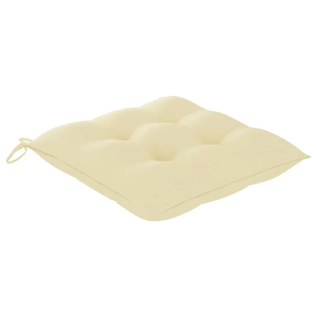Outdoor Garden Chairs Set 4 Solid Teak Wood Cream White Cushions