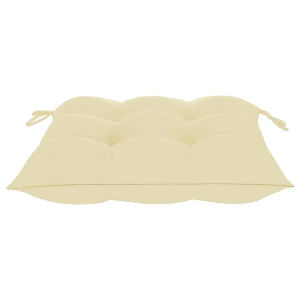 Outdoor Garden Chairs Set 4 Solid Teak Wood Cream White Cushions