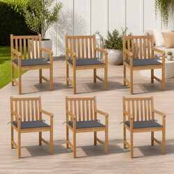 Comfortable and Durable 6-Chair Teak Set for Outdoor Use