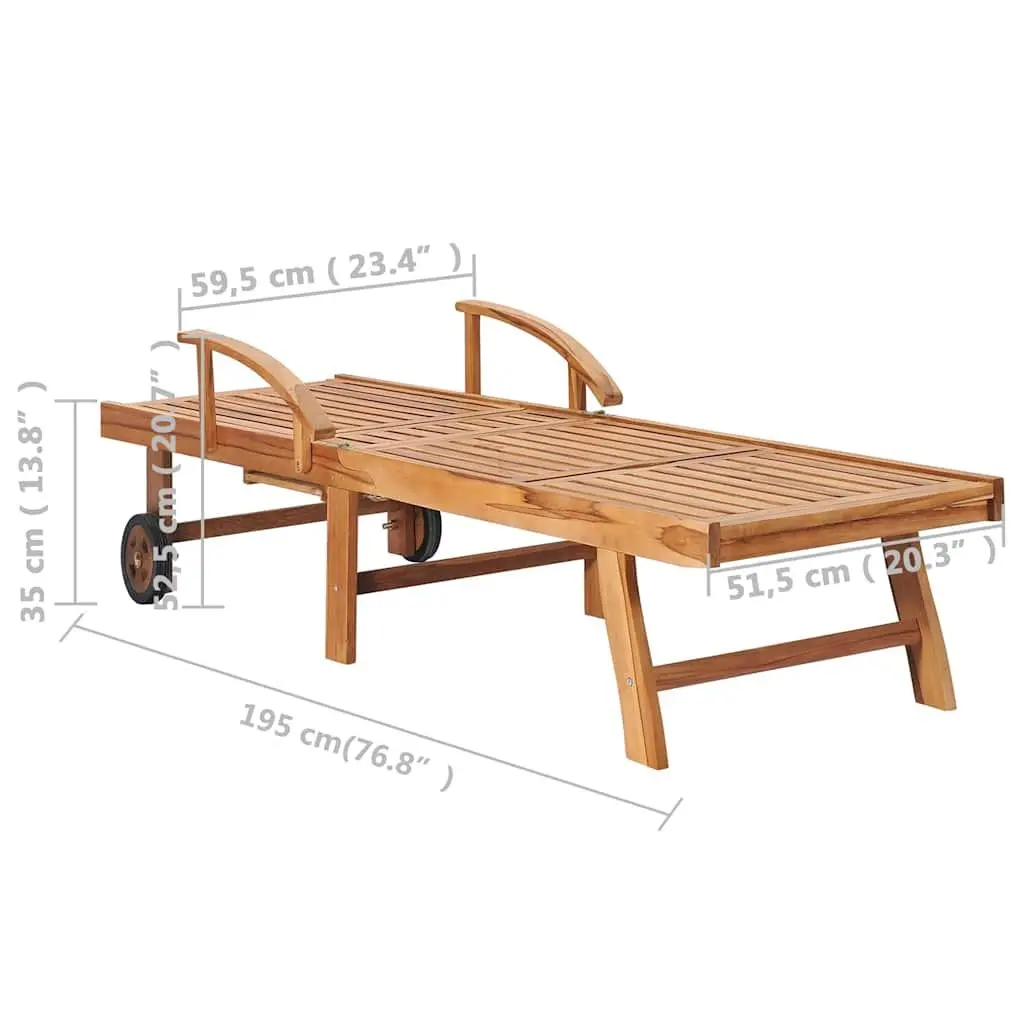 Sun Lounger 2 pcs Solid Teak Wood Slatted Design Garden Patio Outdoor Daybed