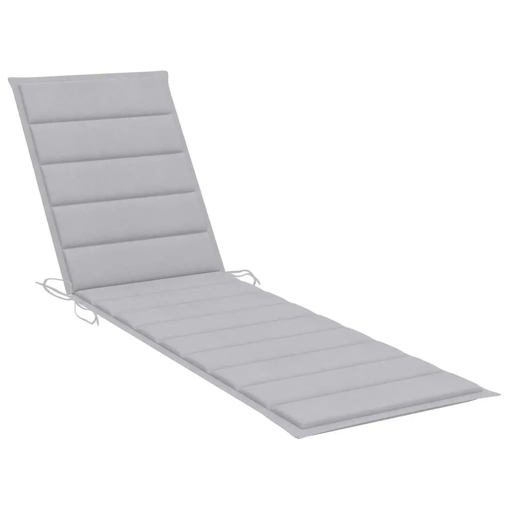 Sun Lounger Set Outdoor Garden Recliner Adjustable Grey Teak Hardwood 2 Piece