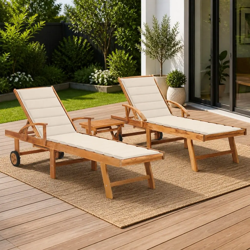 Sun Lounger Set with Easy Mobility and Style