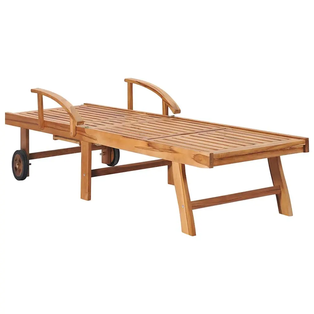 Teak Wood Sun Loungers 2 pcs Adjustable Outdoor Daybed with Anthracite Cushion