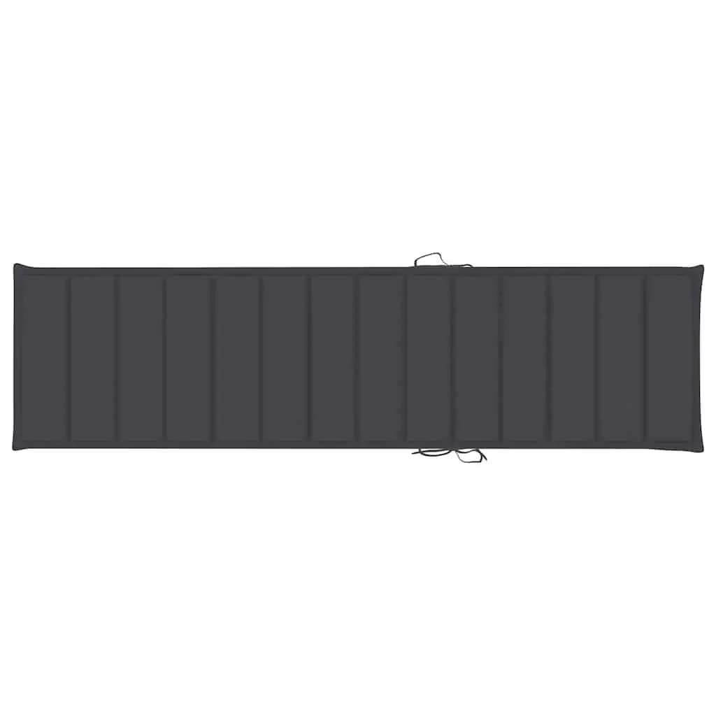 Teak Wood Sun Loungers 2 pcs Adjustable Outdoor Daybed with Anthracite Cushion