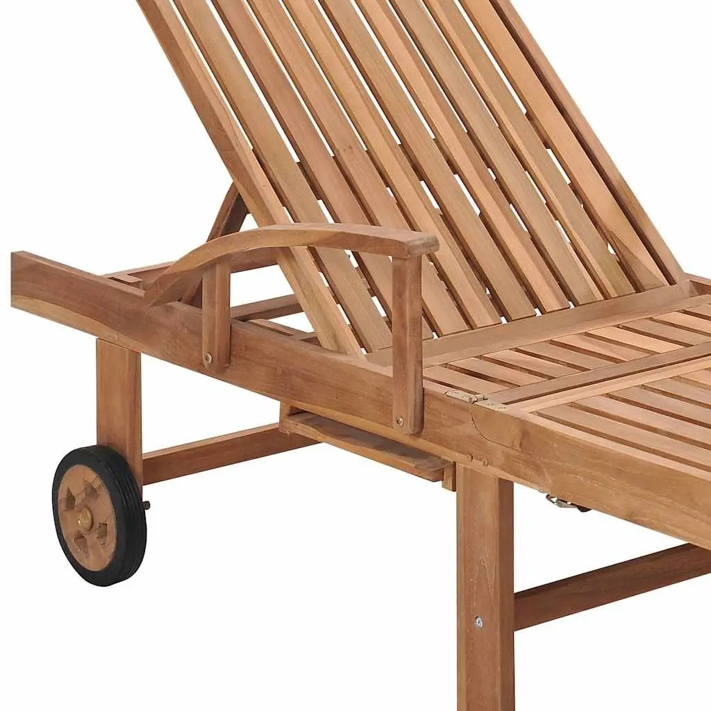 Teak Wood Sun Loungers 2 pcs Adjustable Outdoor Daybed with Anthracite Cushion