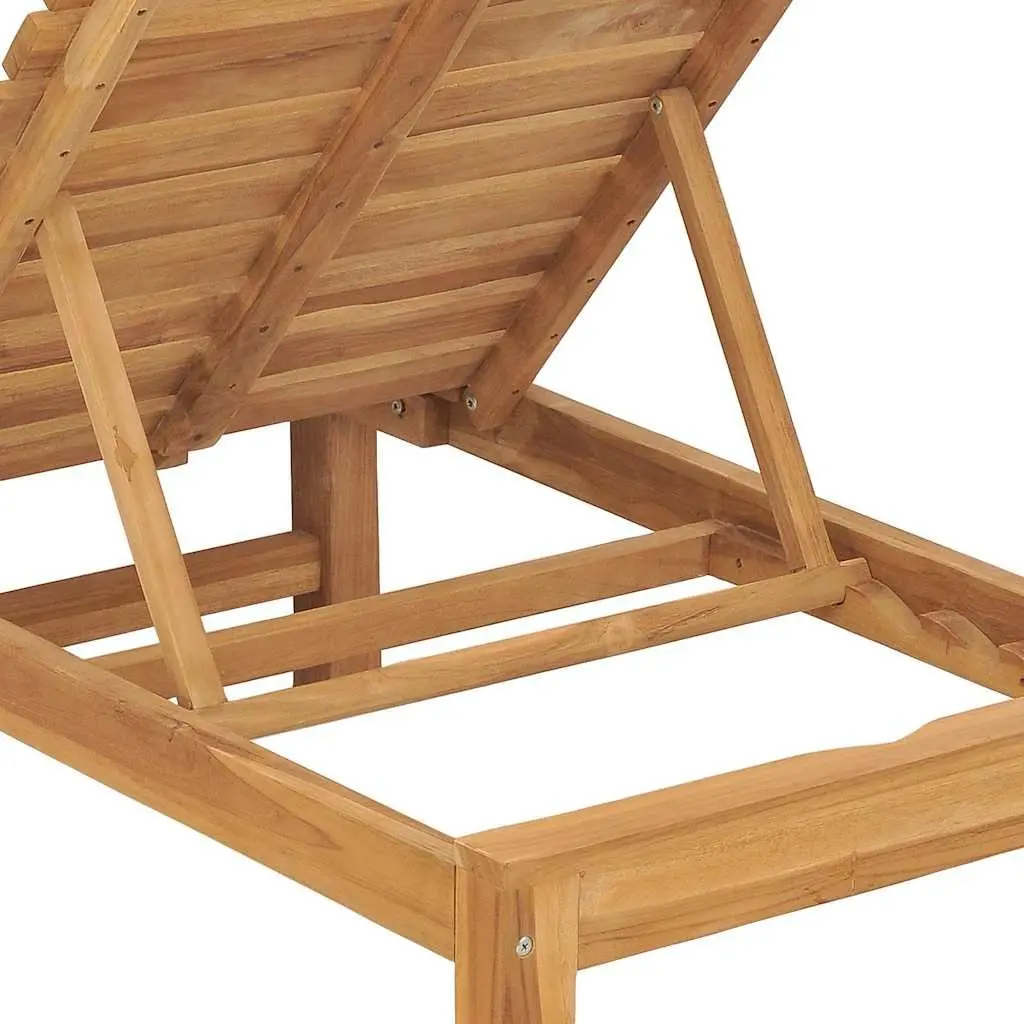Sun Lounger Adjustable Backrest 2 Piece Solid Teak Wood Outdoor Garden Lounger Brown