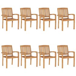 8 Teak Wood Stacking Chairs for Outdoor Enjoyment