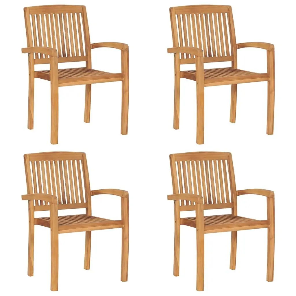 Stacking Garden Chairs Set with Grey Cushions