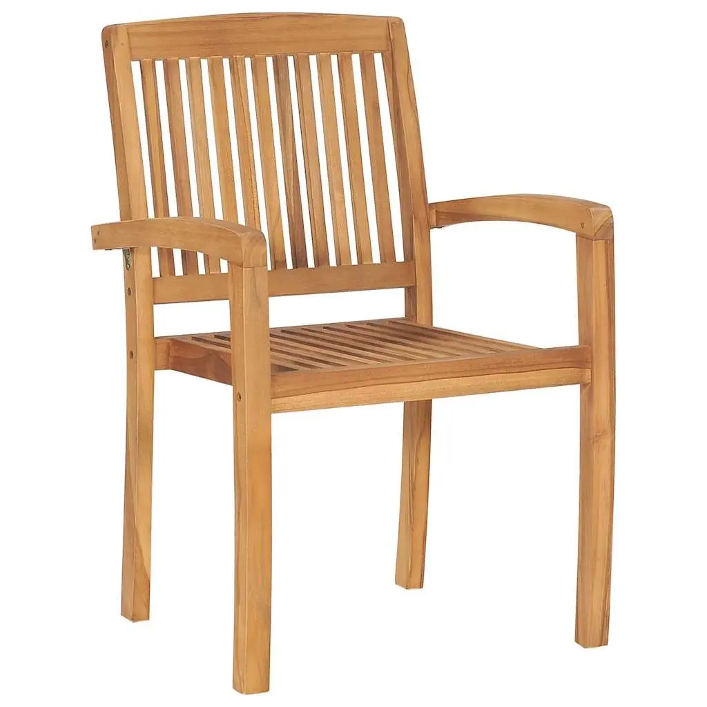 Stacking Garden Chairs Set 6 Piece Teak Wood Anthracite