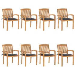Durable Stacking Garden Chairs Set of 8 with Comfortable Cushions
