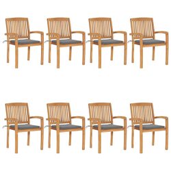 Value-Driven 8-Piece Teak Stacking Garden Chair Set with Cushions