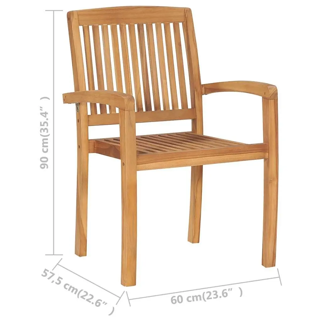 Outdoor Stacking Garden Chairs with Cushions 8 Pieces Teak Wood Grey Patio