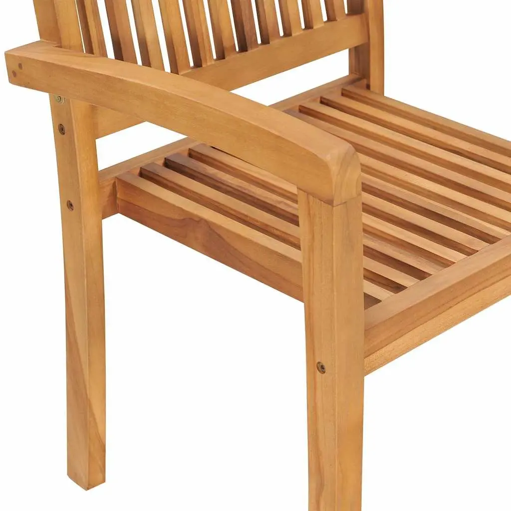 Outdoor Stacking Garden Chairs with Cushions 8 Pieces Teak Wood Grey Patio
