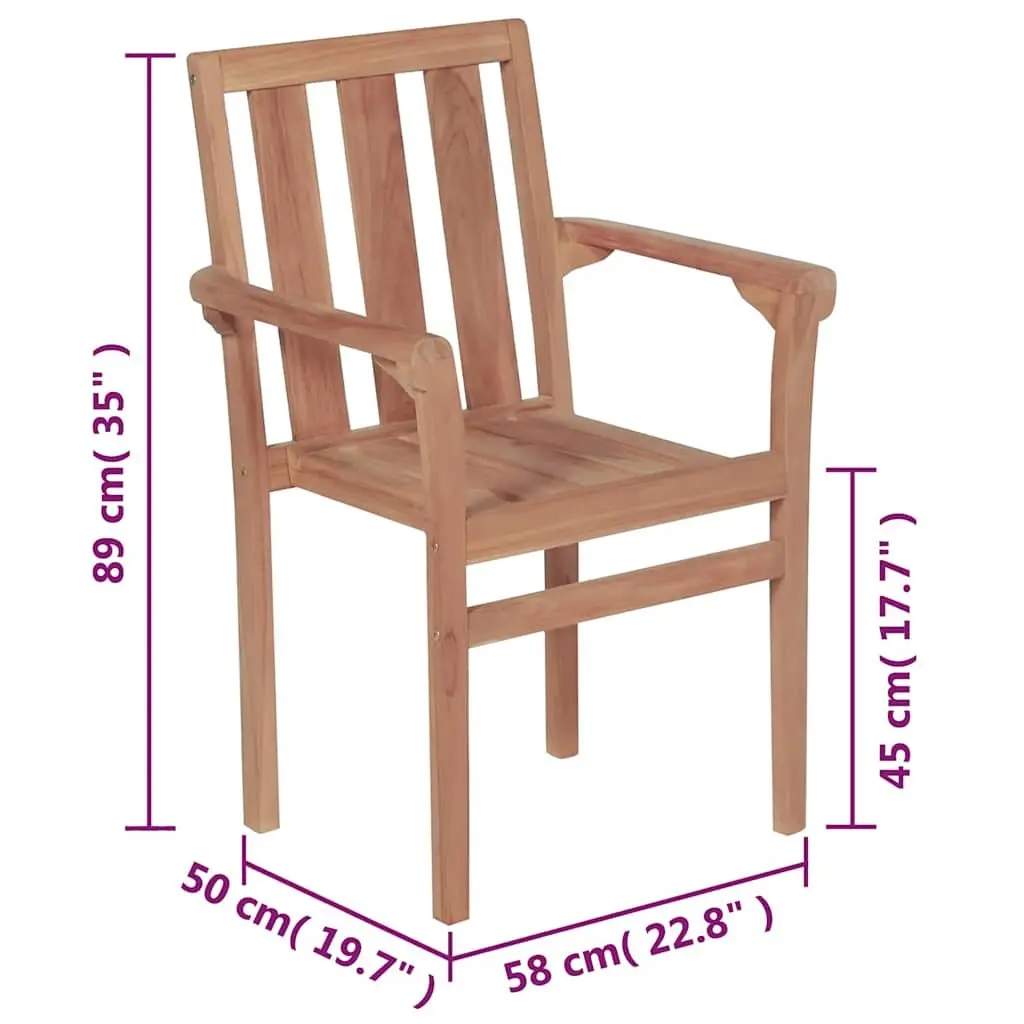 Stackable Outdoor Garden Chairs Set 8 pcs Solid Teak Wood Brown