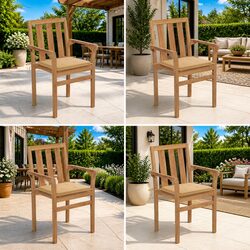 Quality 4-Piece Stackable Chairs in Teak with Cushions