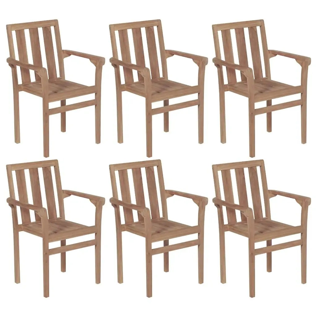 Outdoor Stackable Garden Chairs Set 6 pcs Teak Wood Anthracite