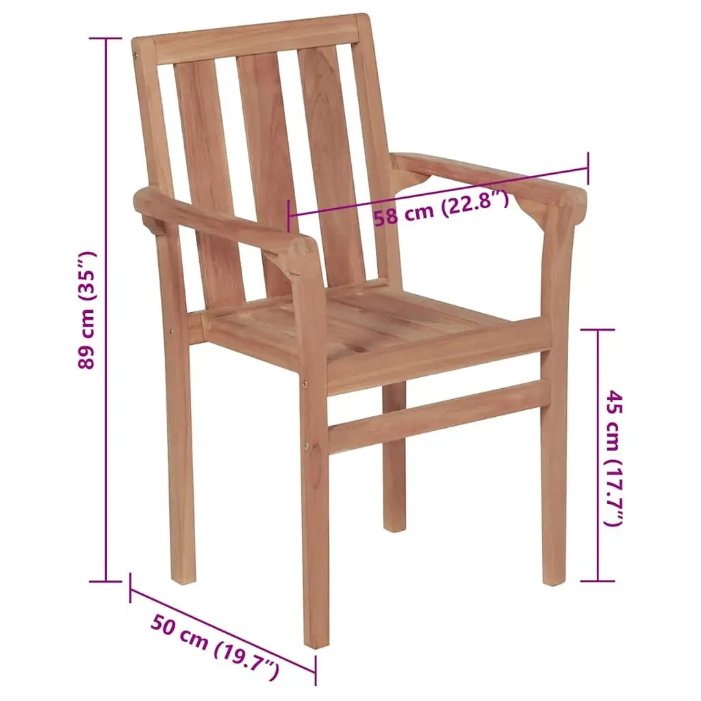 Outdoor Stackable Chairs with Cushions Set of 6