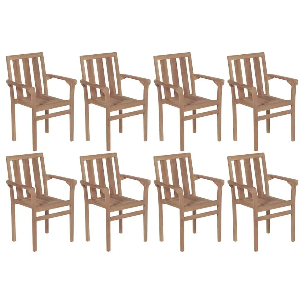 Outdoor Stackable Garden Chairs with Cushions 8 Piece Set Teak Wood Seating