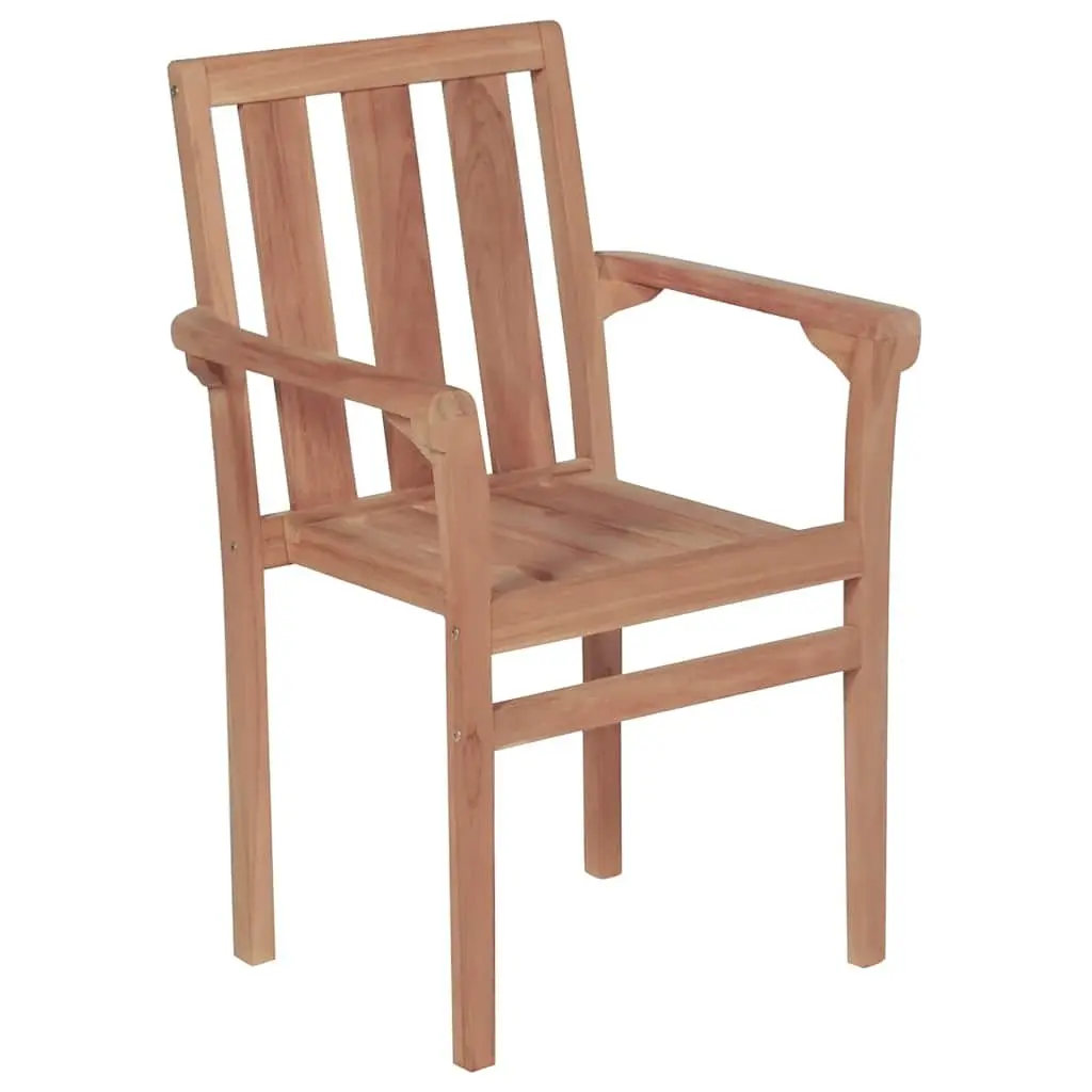 Outdoor Stackable Garden Chairs with Cushions 8 Piece Set Teak Wood Seating