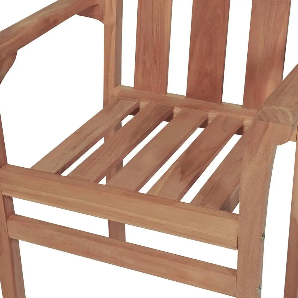 Outdoor Stackable Garden Chairs with Cushions 8 Piece Set Teak Wood Seating
