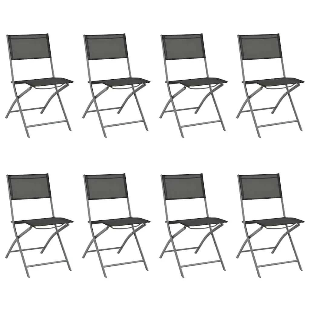 9 Piece Anthracite Garden Dining Set Steel Frame for Patio with Foldable Chairs