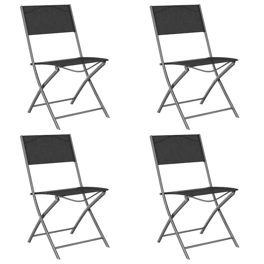 Outdoor Dining Set 5 Piece Steel Frame Folding Chairs Garden Patio Furniture