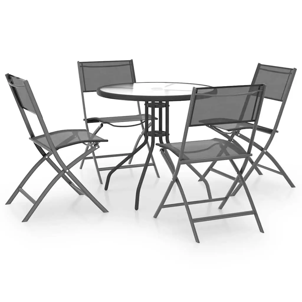 Outdoor Dining Set 5 Piece Steel Frame Anthracite Garden Furniture Chairs Table