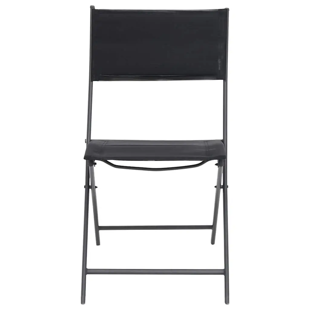 Outdoor Dining Set 9 Piece Garden Furniture Steel Frame Stackable Chairs Black