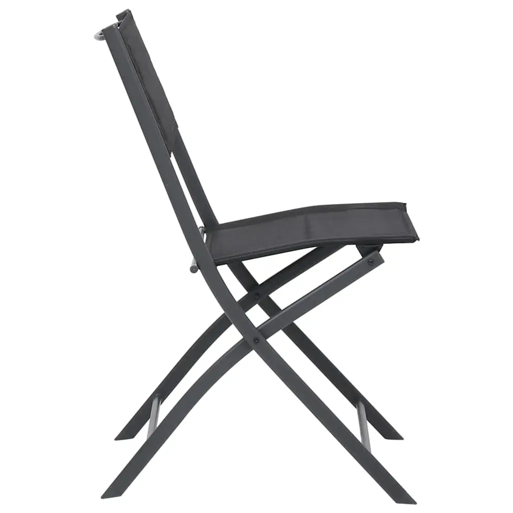 Outdoor Dining Set 9 Piece Garden Furniture Steel Frame Stackable Chairs Black