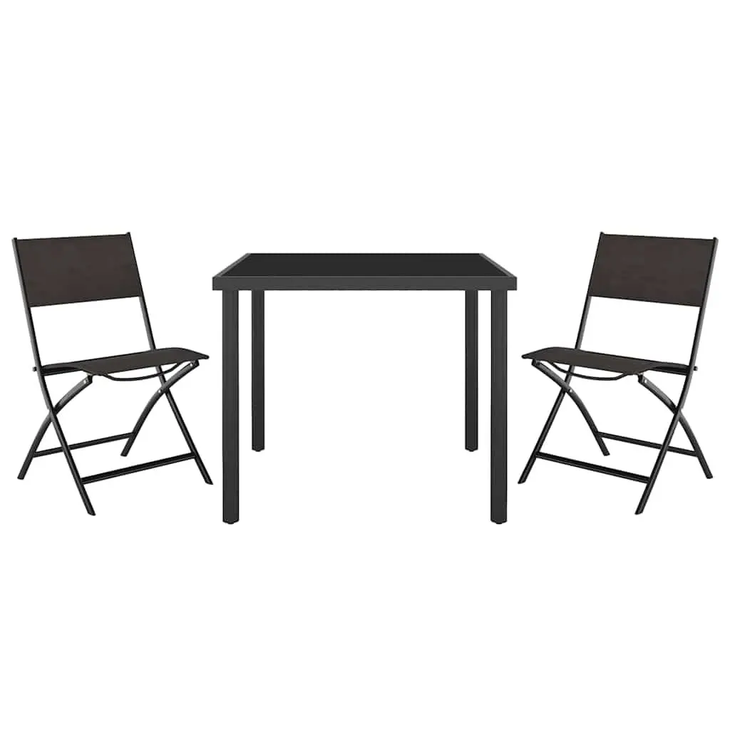 3 Piece Outdoor Dining Set with Space-Saving Chairs