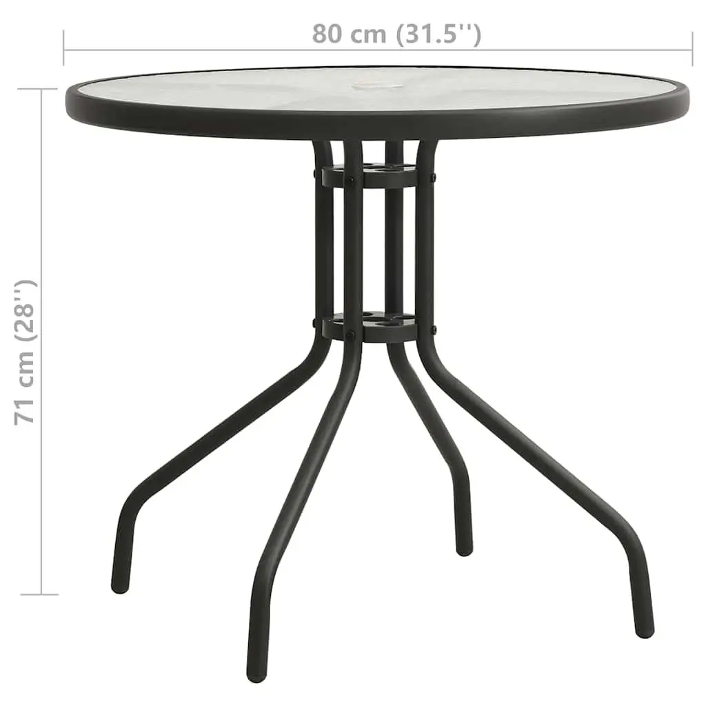 5 Piece Outdoor Dining Set Steel Frame Stackable Chairs Black